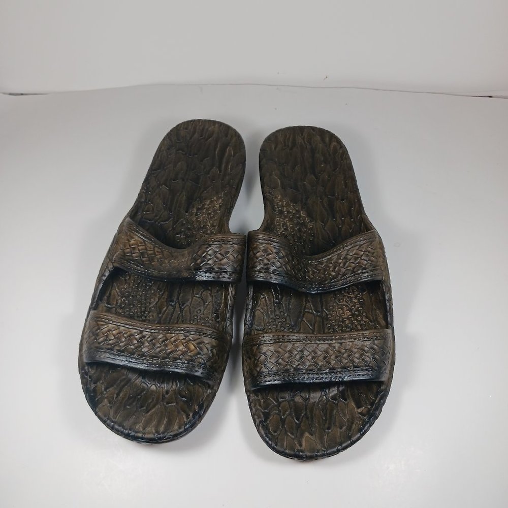 Pali Hawaii Jandals Brown Green Sandals Flip Flops Unisex Adult Size 10